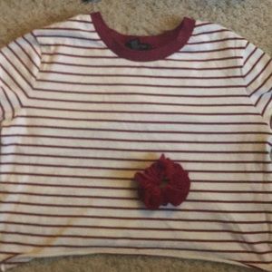 red and white crop top with matching scrunchy